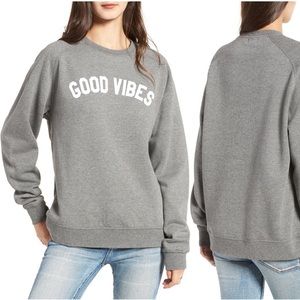 “Good Vibes” gray pullover sweatshirt
